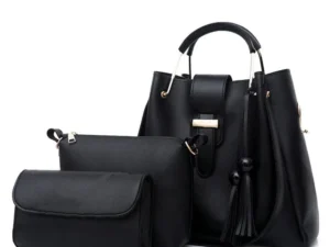 3-Piece Black Handbag Set